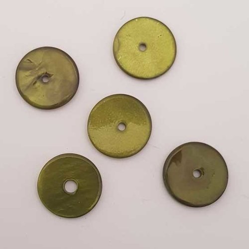 Perle plate anneau nacre 14 mm n°08 vert 03