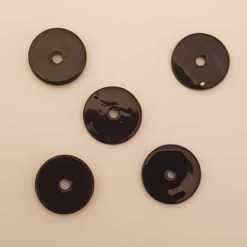 Perle plate anneau nacre 14 mm n°09 noir