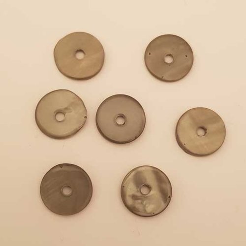 Perle plate anneau nacre 14 mm n°11 gris