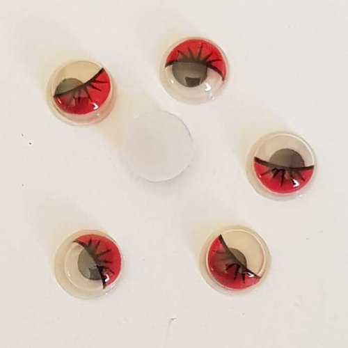 Yeux mobile de 8 mm à coller œil rond rouge