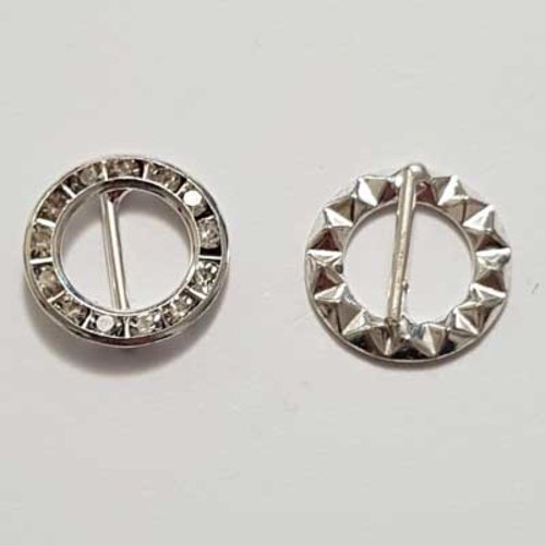 Breloque strass anneau blanc et métal argenté 15 mm n°03