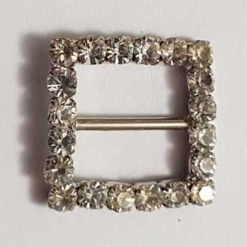 Breloque strass anneau blanc et métal argenté 19 x 19 mm n°06
