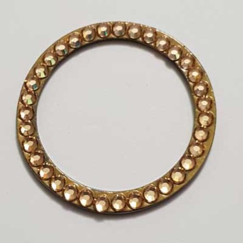 Breloque strass anneau doré et métal argenté 39 mm n°10