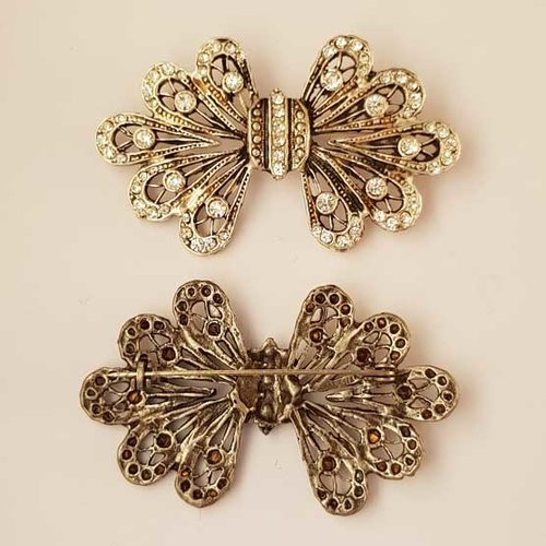 Epingle broche argent et strass mariage n°17