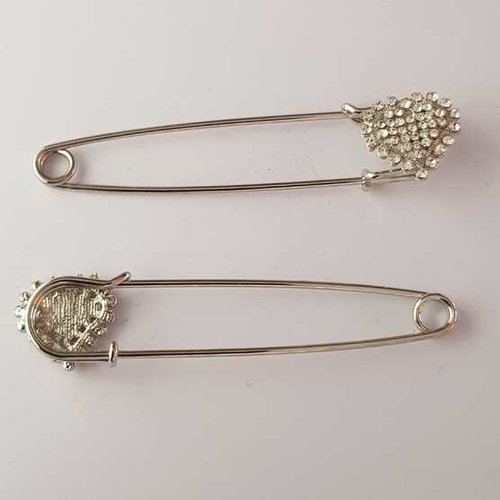 Epingle broche argent et strass mariage n°27