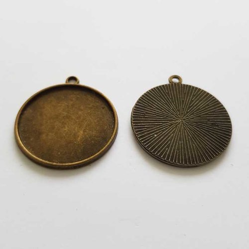 Support cabochon de 25 mm bronze n°01, pendentifs cabochons