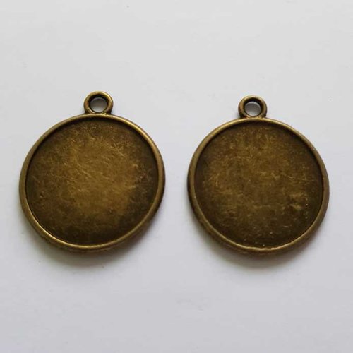 Support cabochon de 22 mm bronze n°02, pendentifs cabochons