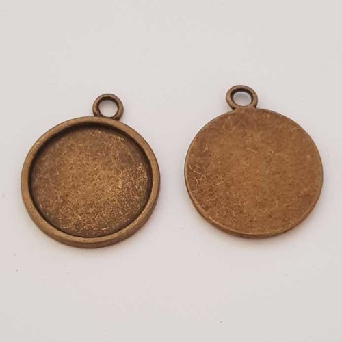 Support cabochon de 20 mm bronze n°01, pendentifs cabochons