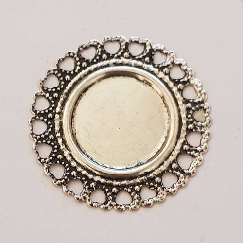 Support cabochon rond 18 mm argent n°03