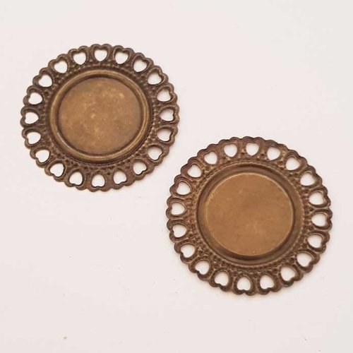 Support cabochon rond 18 mm bronze n°03