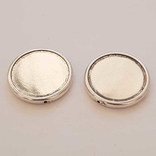 Support cabochon 30 mm argent n°03