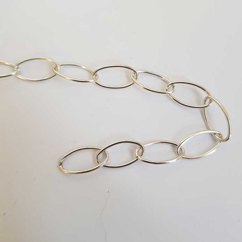 1.19 mètre de chaine maille argent n°21 - 8 x 15 mm