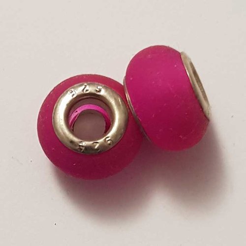 Perle n°1107 ronde compatible fushia style pandora grand trou