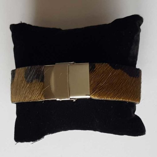 Bracelet cuir 20 mm peau camouflage ajustable au poignet