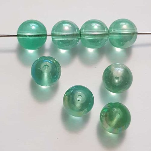 Perle verre ronde 10 mm vert 03 x 1 pièce