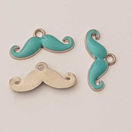 Breloque pendentif moustache n°21-02 turquoise