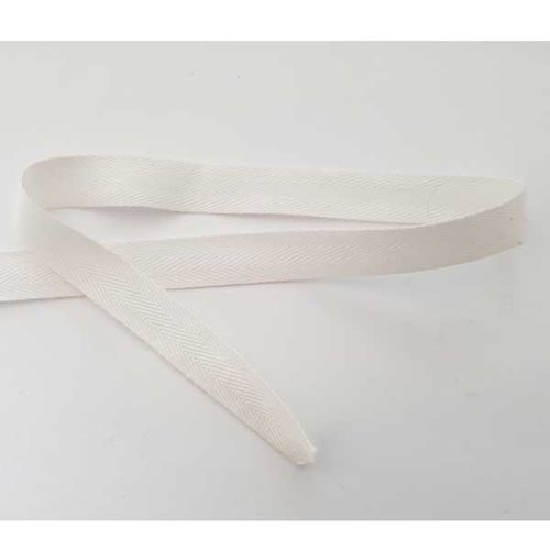 Ruban coton 14 mm blanc au mètre