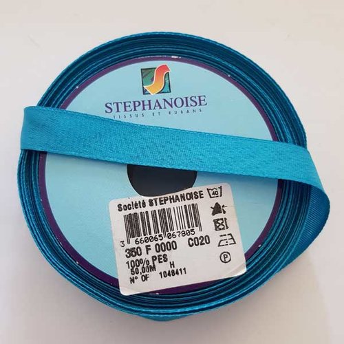 Ruban extra fort 10 mm turquoise la stéphanoise c020 au mètre