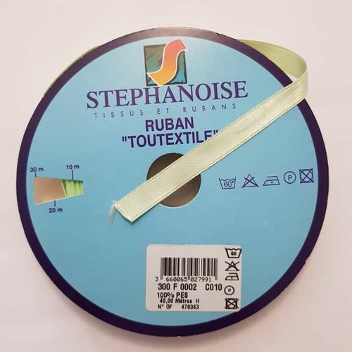 Ruban satin double face 08 mm vert nil la stéphanoise 1 mètre
