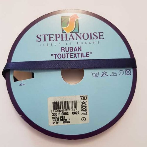 Ruban satin double face 10 mm marine la stéphanoise 1 mètre