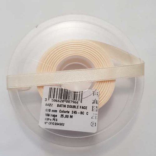 Ruban satin double face 10 mm ecru la stéphanoise 1 mètre