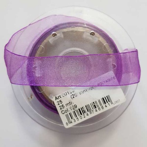 Ruban organdi 25 mm violet 1 mètre