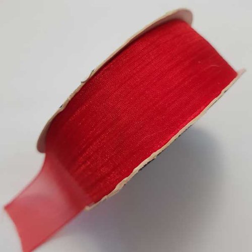 Ruban mousseline 25 mm rouge 1 mètre la stéphanoise