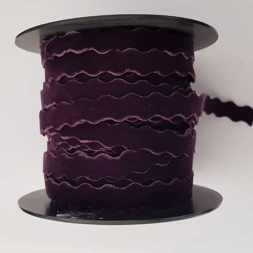 Ruban velours fantaisie 14 mm violet n°02