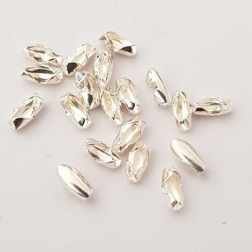 20 fermoirs chaine bille boule 1.5 mm argent