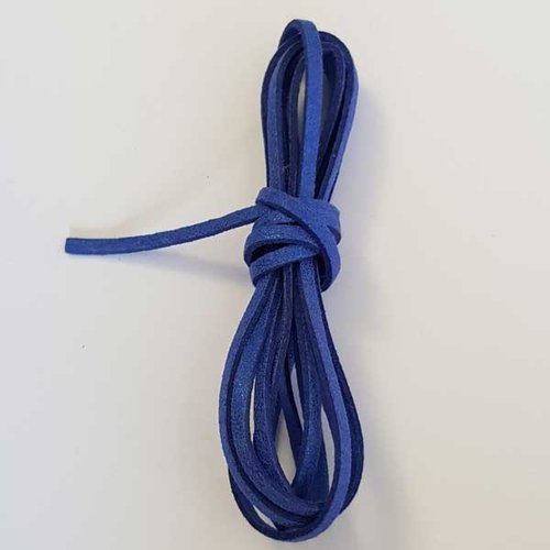 1 mètre de cordon velvet suédine n°01 bleu electrique