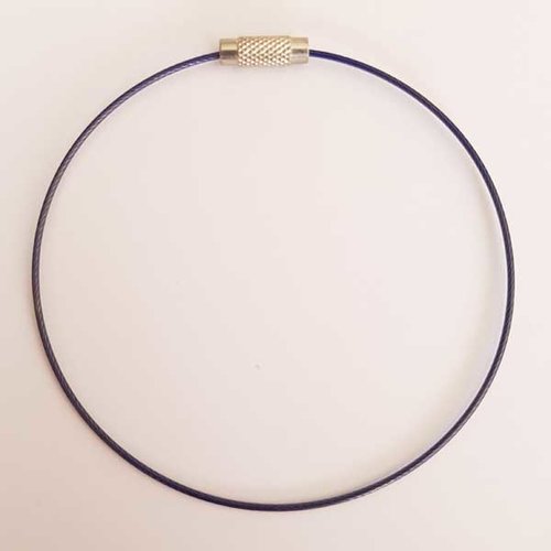 1 bracelet fil câblé rigide bleu fermoir à visser n°01