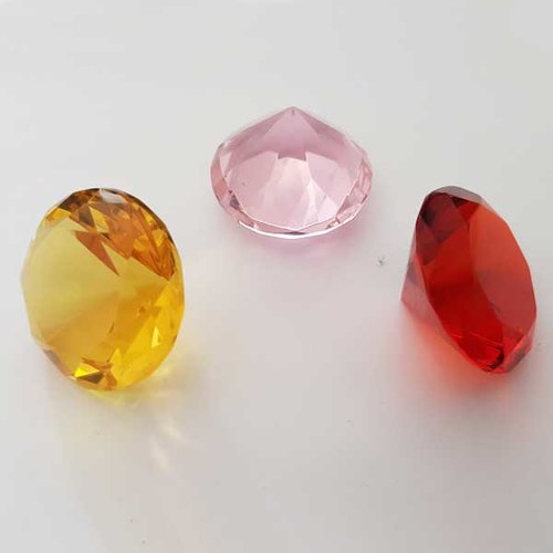 Diamant  artificiel en verre de 40 mm rose
