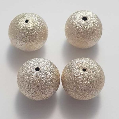 Perles rondes métal fantaisies 16 mm argent