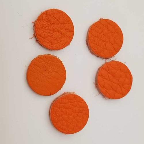 Lot rond cuir 20 mm n°02 orange 5 pièces