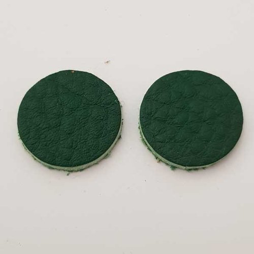 Lot rond cuir 20 mm n°05 vert 2 pièces