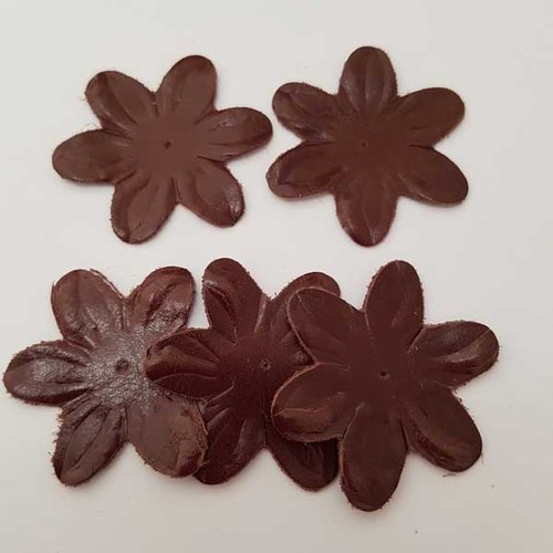 Fleur cuir 52 mm n°01 marron