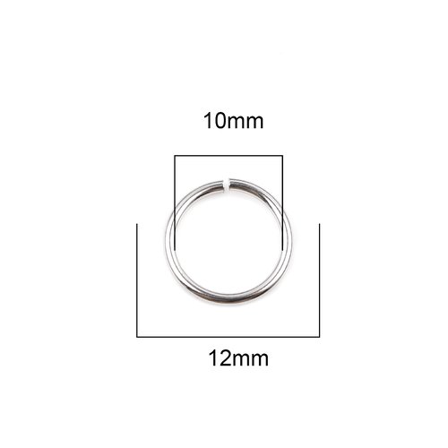 10 anneaux de jonction ouvert 12 mm inoxydable n°03