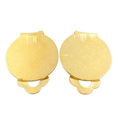 20 supports boucles d'oreilles clips plateau n°01 x 10 paires doré