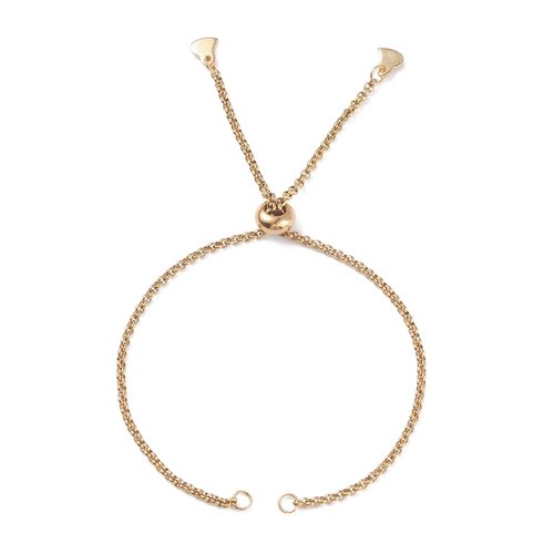 Support bracelet coulissant acier inoxydable chaine n°01 rolo doré