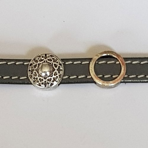 Perle passant pour cuir 10 mm argent n°16-02