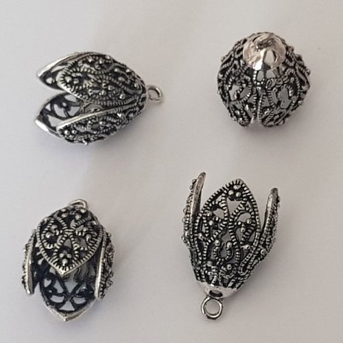 Embout à coller n°34 argent vieilli 25 x 15 mm