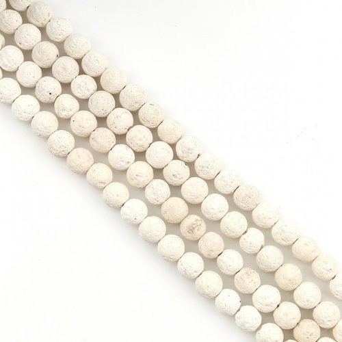 Perles en pierre de lave ( naturel teint ) rond blanc 8 mm