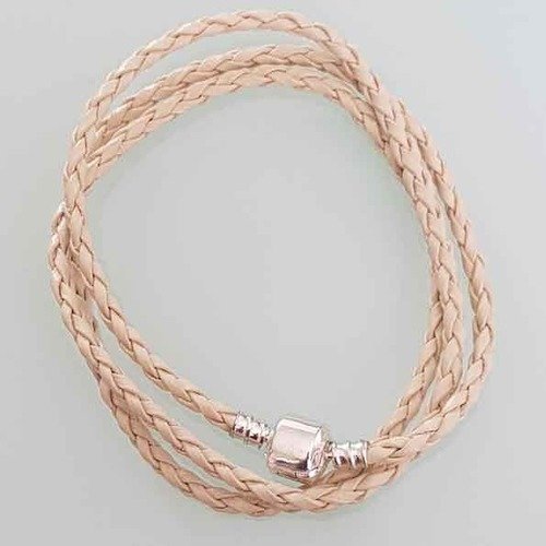 Collier tressé 44cm n°01 beige