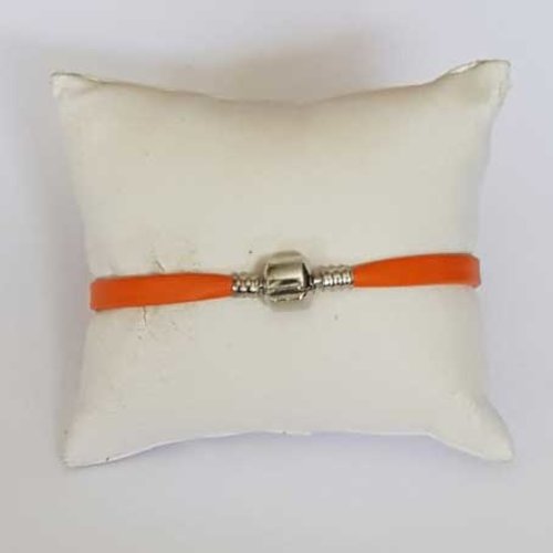 Bracelet clip européen cuir chèvre doublé 19 cm n°03 fermoir à clip