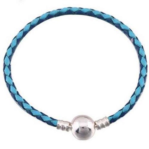 Bracelet européen tressé clip 01 20cm bleu fermoir à clip