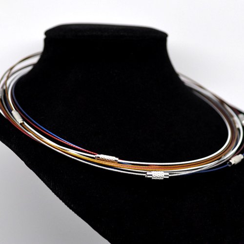 5 colliers tour de cou fil câblé rigide couleur mixte fermoir à visser n°00