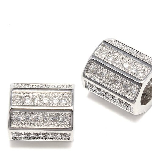 Perle n°1113 argent et strass