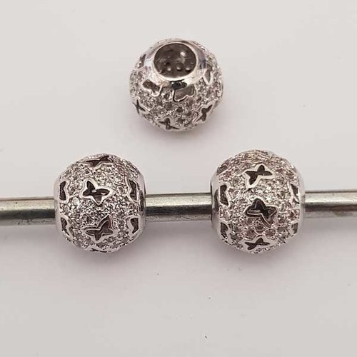 Perle n°1115 argent et strass