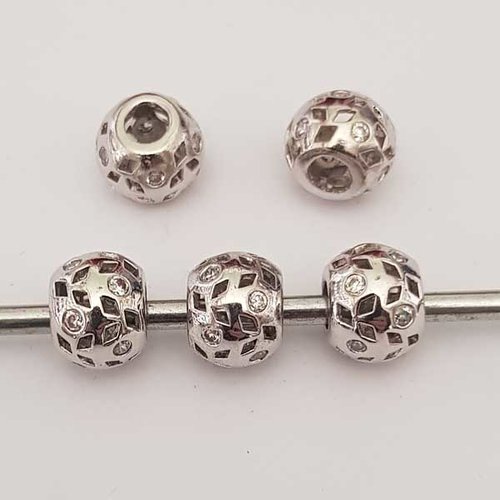 Perle n°1116 argent et strass