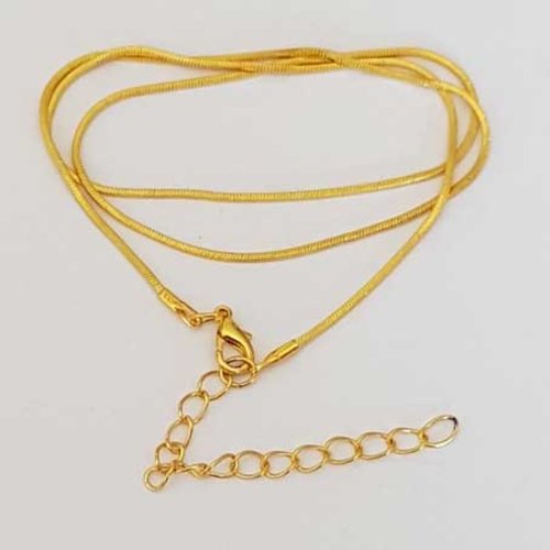 Collier n°01 doré maille serpent 1 mm 44 cm + 5 cm chainette